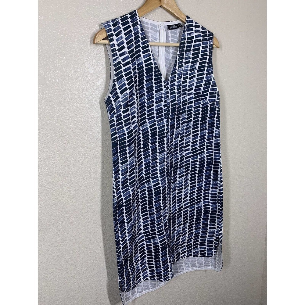 Kate Spade Saturday Sleeveless Shift Dress Size Small S High Low Hem Blue - Picture 3 of 5
